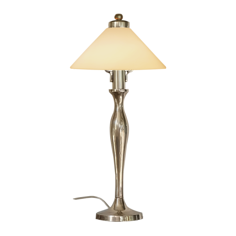 Tischlampe Drop silber antik + Lampenglas T 25 opal