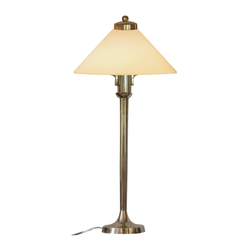 Tischlampe Conical antiksilber + Lampenglas T 25 opal 